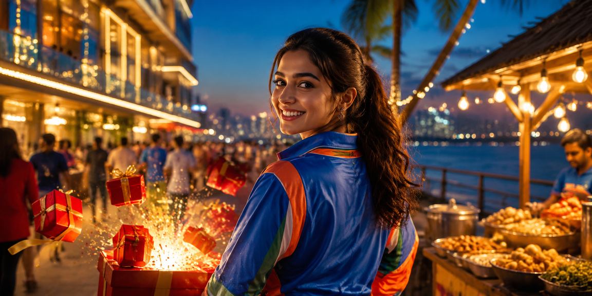 Exciting cricket betting scene in an Indian night market