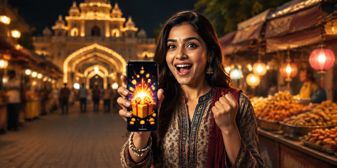 Vibrant Indian mobile casino player enjoying casino games