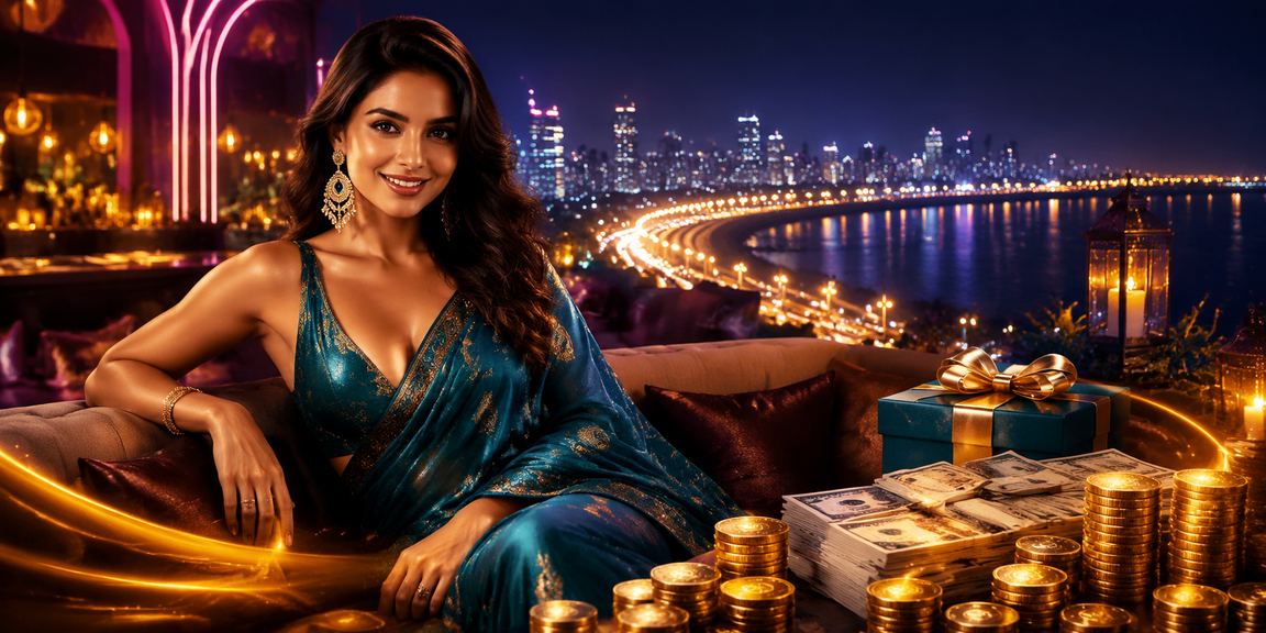 Excited player using mobile to claim cashback bonus on 402201 at Mumbai Marine Drive